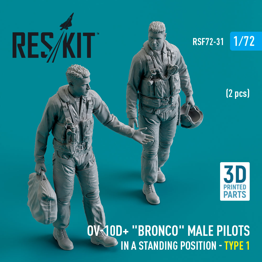 North-American/Rockwell OV-10D+ Bronco male pilots (in a standing position - type 1) (2 pcs) (3D-Printed)