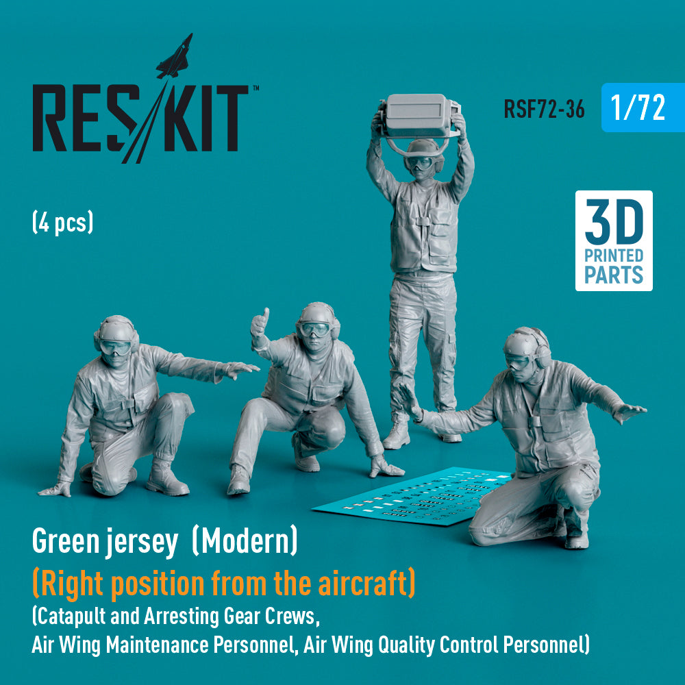 Green jersey (Modern) (Right position from the aircraft) Catapult and Arresting Gear Crews, Air Wing Maintenance Personnel, Air Wing Quality Control Personnel (4 pcs) (3D-Printed)