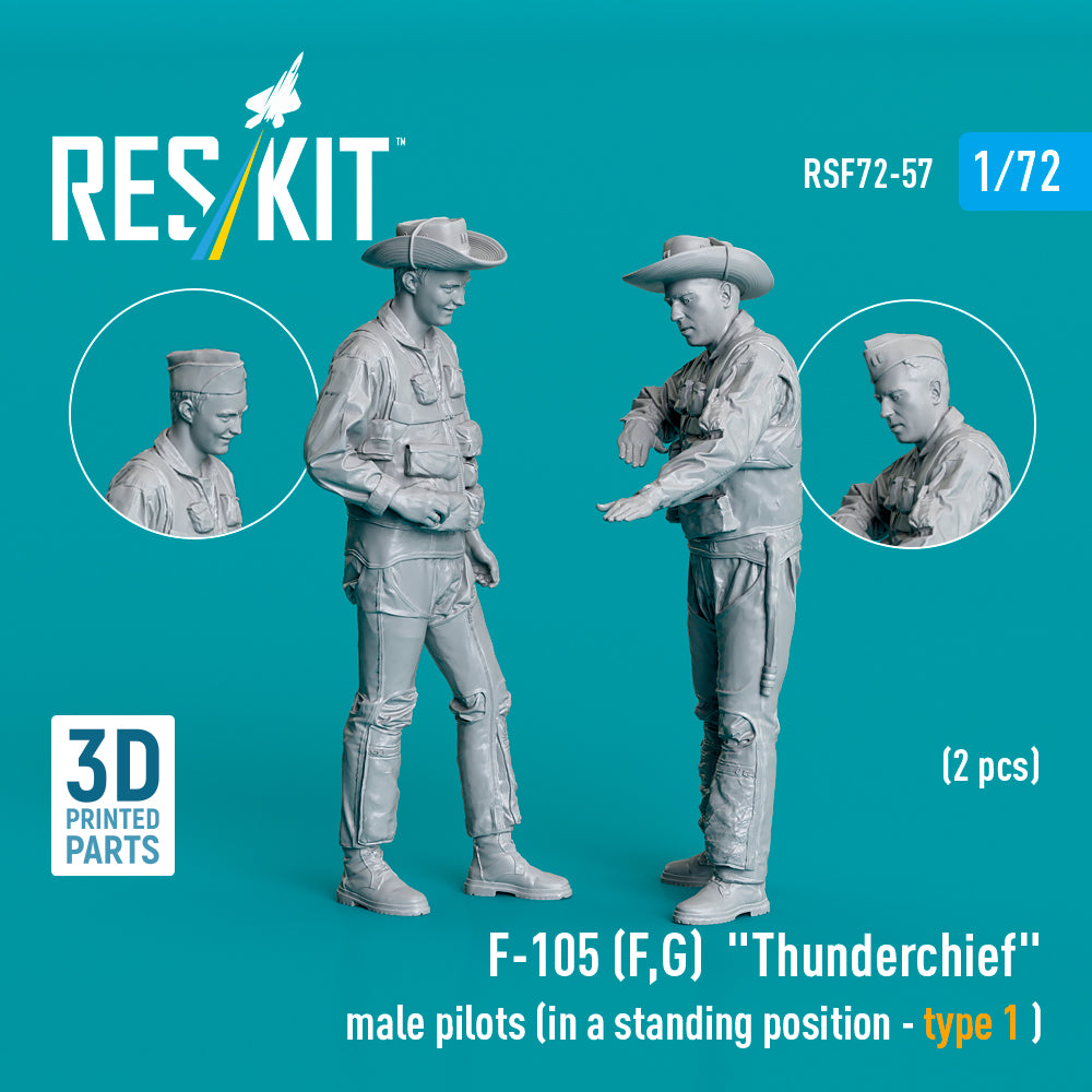 Republic F-105F/F-105G Thunderchief male pilots (in a standing position - type 1 ) (2 pcs) (3D-Printed)