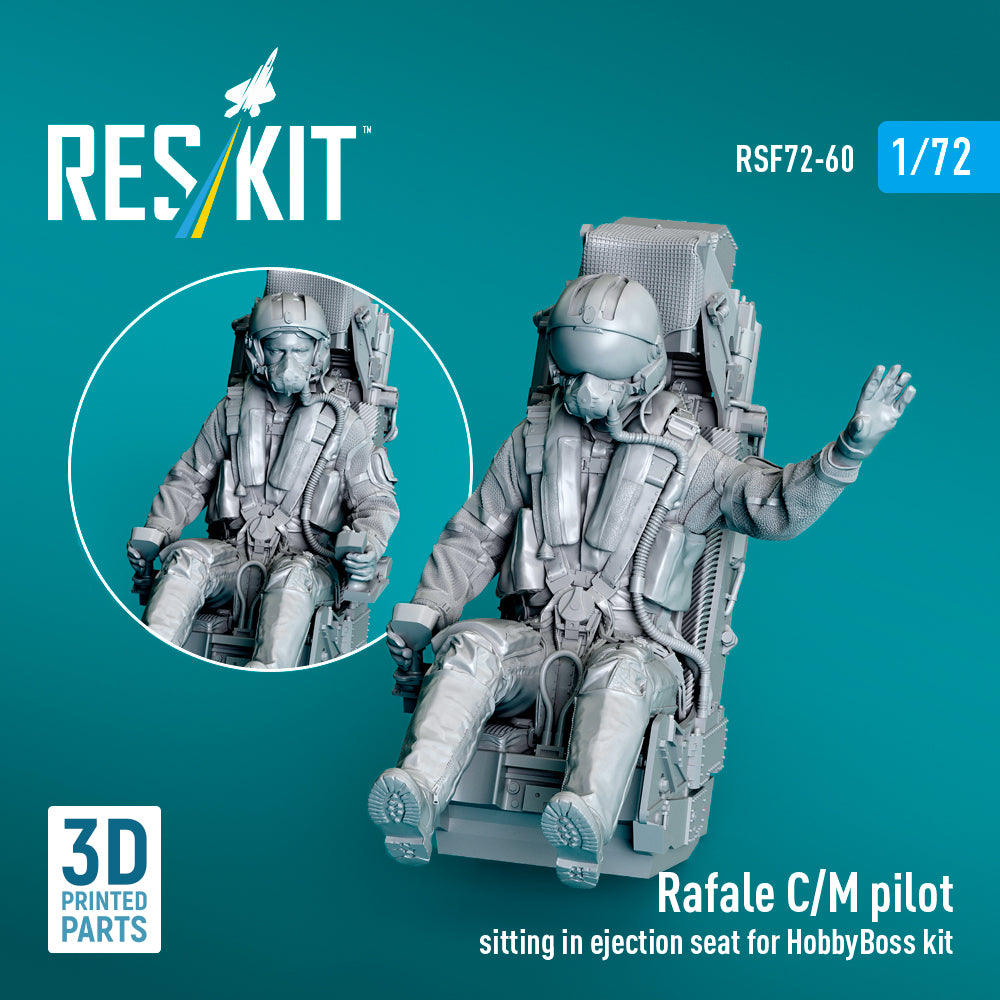 Dassault Rafale C/M pilot sitting in ejection seat (designed to be used with Hobby Boss kits) (1 pcs) 3D-Printed