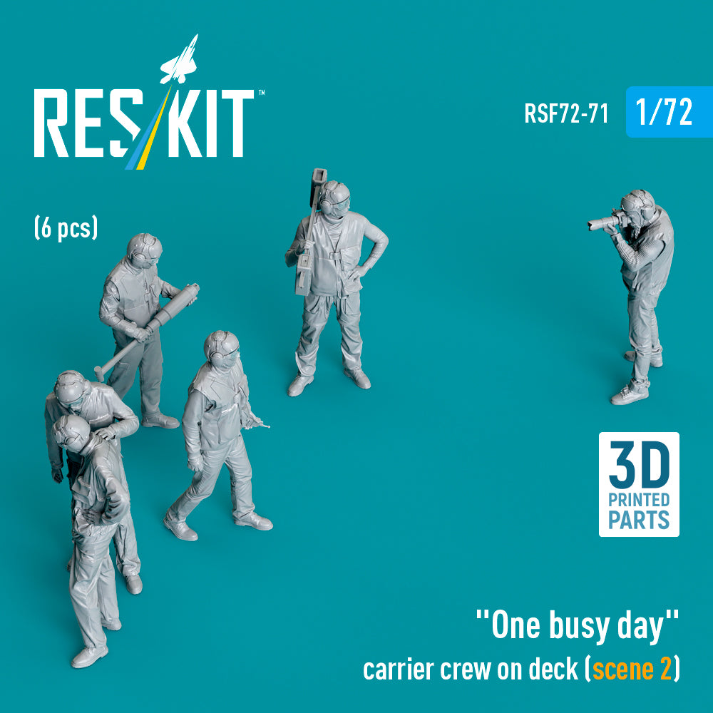 'One busy day' carrier crew on deck (scene 2) (6 pcs) (3D-Printed) (designed to be used with Reskit kits)