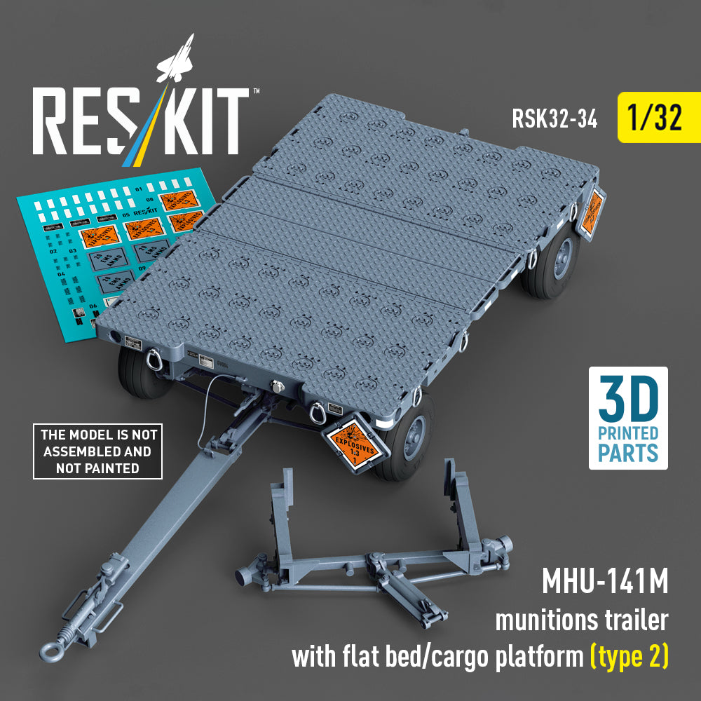 MHU-141M munitions trailer with flat bed/cargo platform (type 2) (3D-Printed model kit)