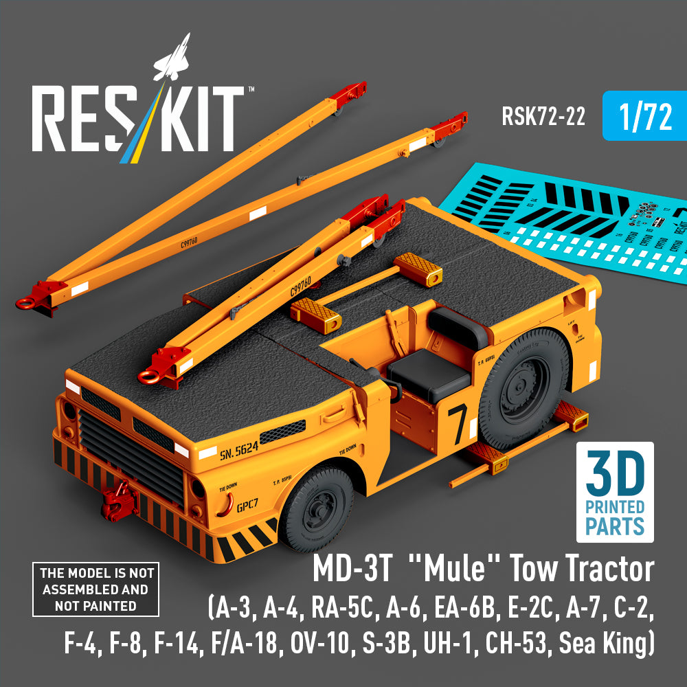MD-3T 'Mule' Tow Tractor (A-3, A-4, RA-5C, A-6, EA-6B, E-2C, A-7, C-2, McDonnell F-4, F-8, F-14, F/A-18, North-American/Rockwell OV-10, S-3B, Bell UH-1, CH-53, Sea King) (3D-Printed model kit)