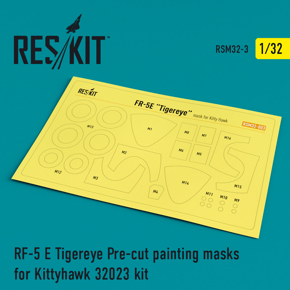 Northrop RF-5E Tigereye canopy and wheels painting painting masks (designed to be used with Kittyhawk KH32023 kits) (ResKit sold out February 2026)