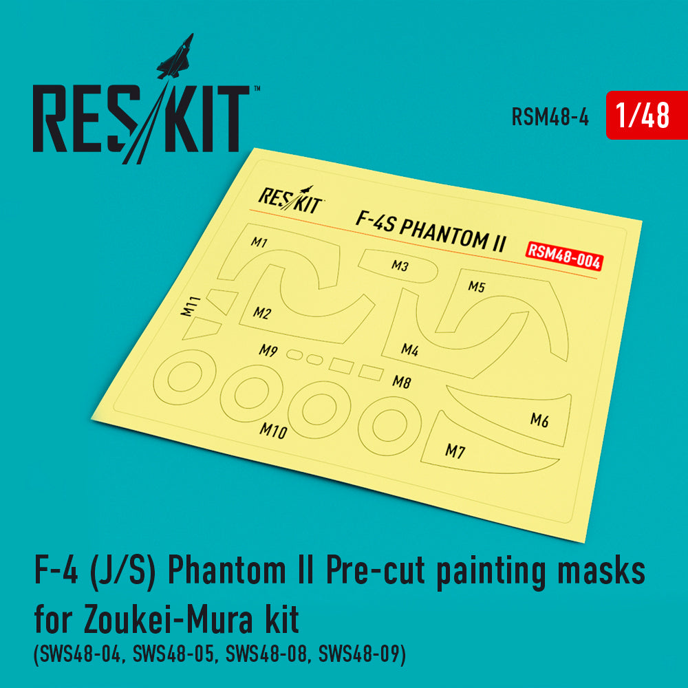 McDonnell F-4J/S Phantom II canopy and wheels painting painting masks (designed to be used with Zoukei-Mura (SWS48-04, SWS48-05, SWS48-08, SWS48-09kits)