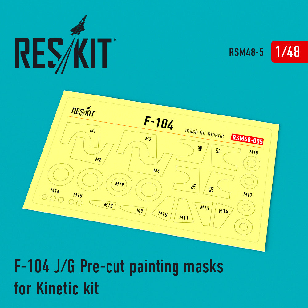 Lockheed F-104J/F-104G Starfighter canopy and wheels painting painting masks (designed to be used with Kinetic kits)