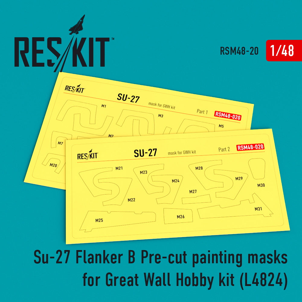 Sukoi Su-27 Flanker B Pre-cut painting masks (designed to be used with Great Wall Hobby kits) (L4824)