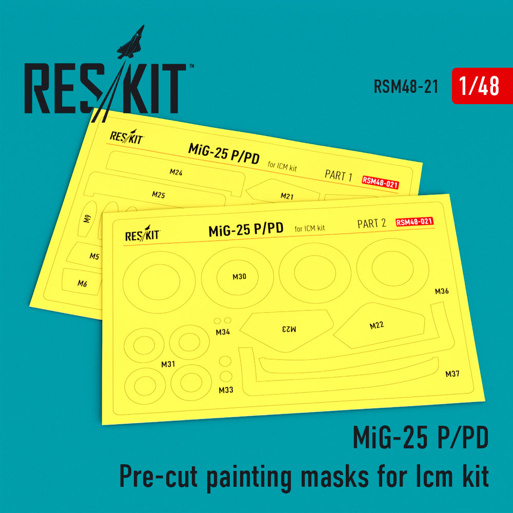 Mikoyan MiG-25P/Mikoyan MiG-25PD Pre-cut painting masks (designed to be used with ICM UA UK kits)