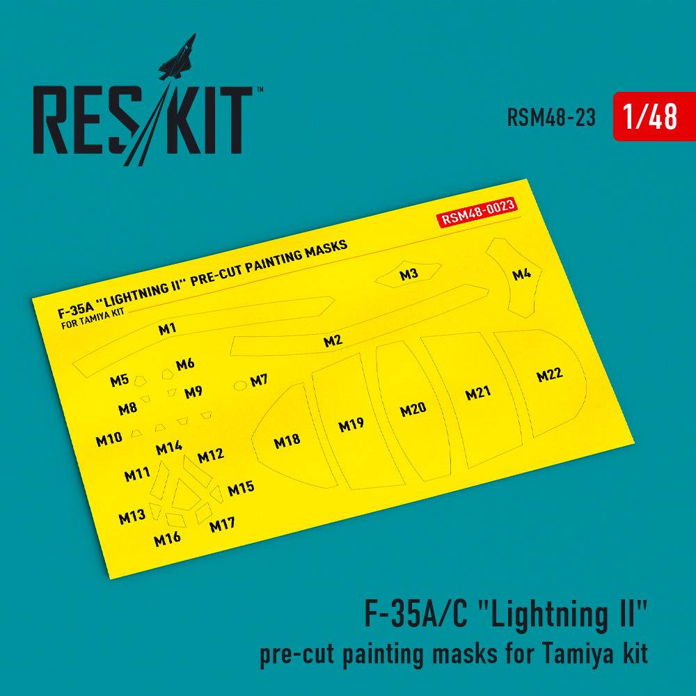 Lockheed-Martin F-35 A/? Lightning II pre-cut painting masks (designed to be used with Tamiya kits)