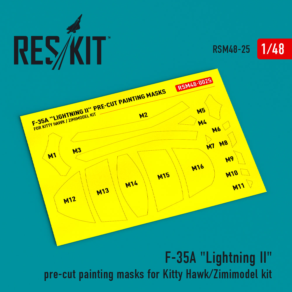 Lockheed-Martin F-35A Lightning II pre-cut painting masks (designed to be used with Kitty Hawk Models and Zimi Model kits)
