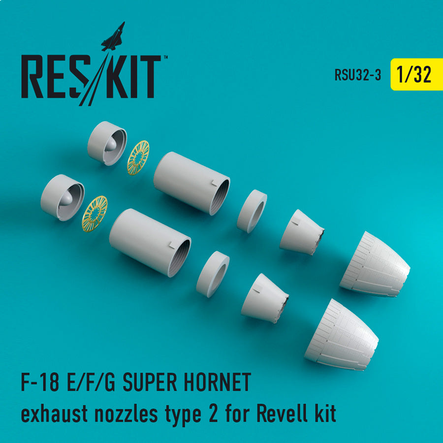 Boeing F/A-18E/F/A-18F/F/A-18G SUPER HORNET Type 2 exhaust nozzles (designed be used with Revell kits) (discontinued by Reskit June 2025)