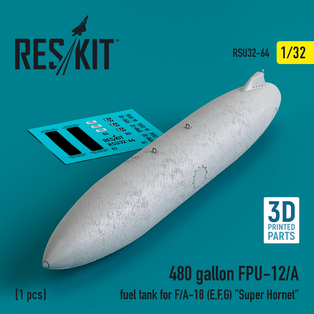 480 gallon FPU-12/A fuel tank for the Boeing F/A-18E, F/A-18F, F/A-18G Super Hornet (1 pcs) (3D-Printed)