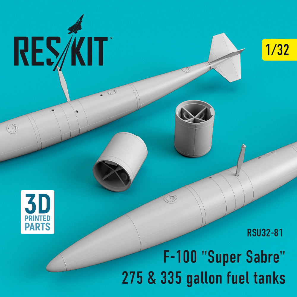 North-American F-100D 'Super Sabre' 275 & 335 gallon fuel tanks (1/32) (designed to be used with Trumpeter kits)