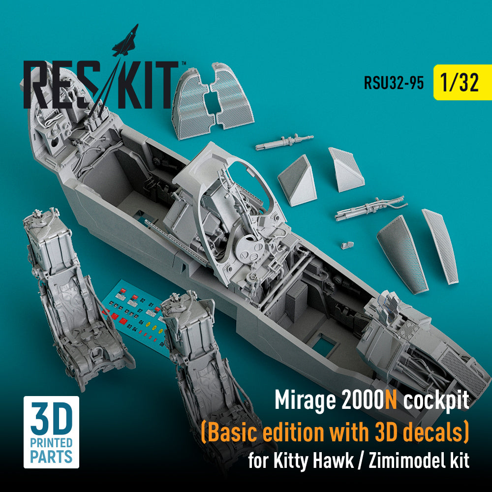 Dassault_Mirage 2000N cockpit (Basic edition with 3D-decals) (designed to be used with Kitty Hawk Models and Zimi Model kits) (3D-Printed)
