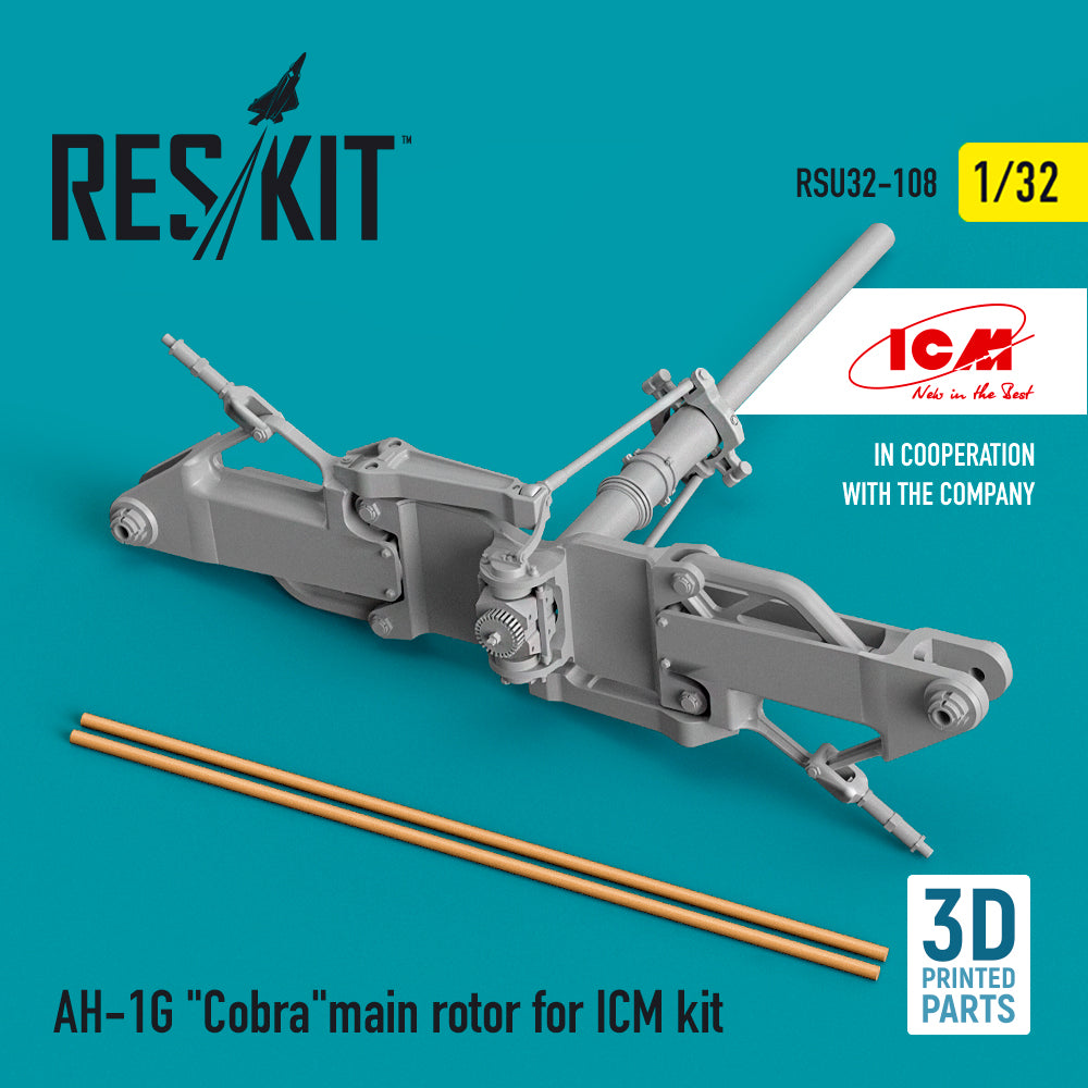 Bell AH-1G Cobra main rotor (designed to be used with ICM UA UK kits) 3D-Printed