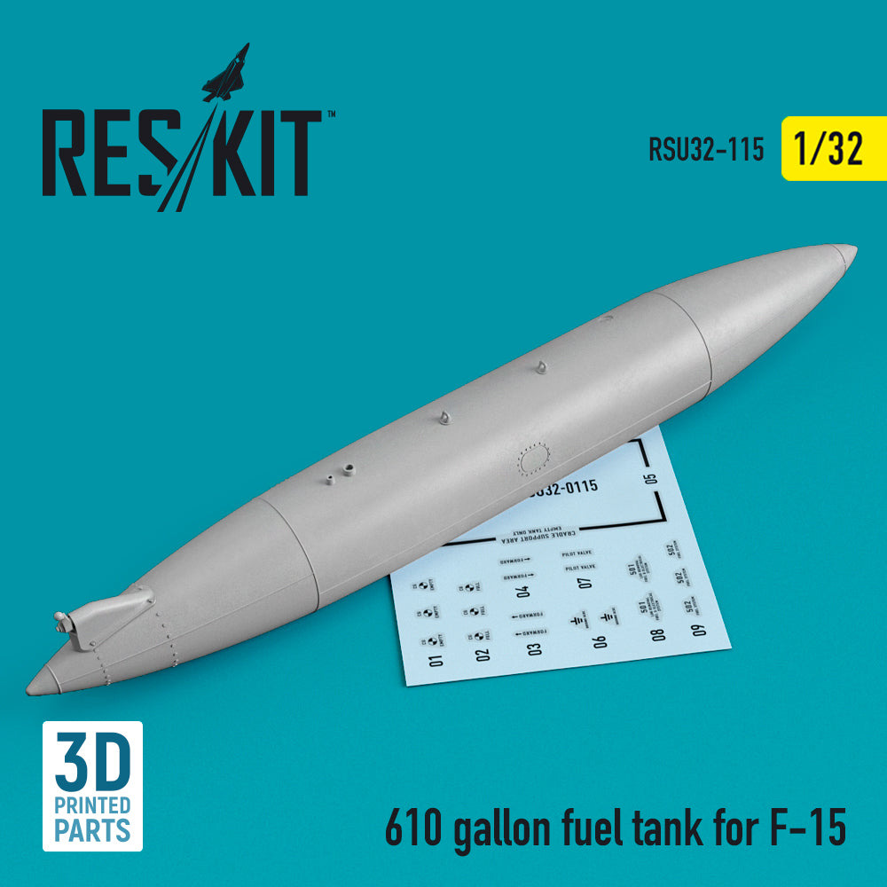 610 gallon fuel tank for McDonnell F-15E Eagle (1 pc) (3D-Printed) (1/32) (designed to be used with Revell and Tamiya kits)