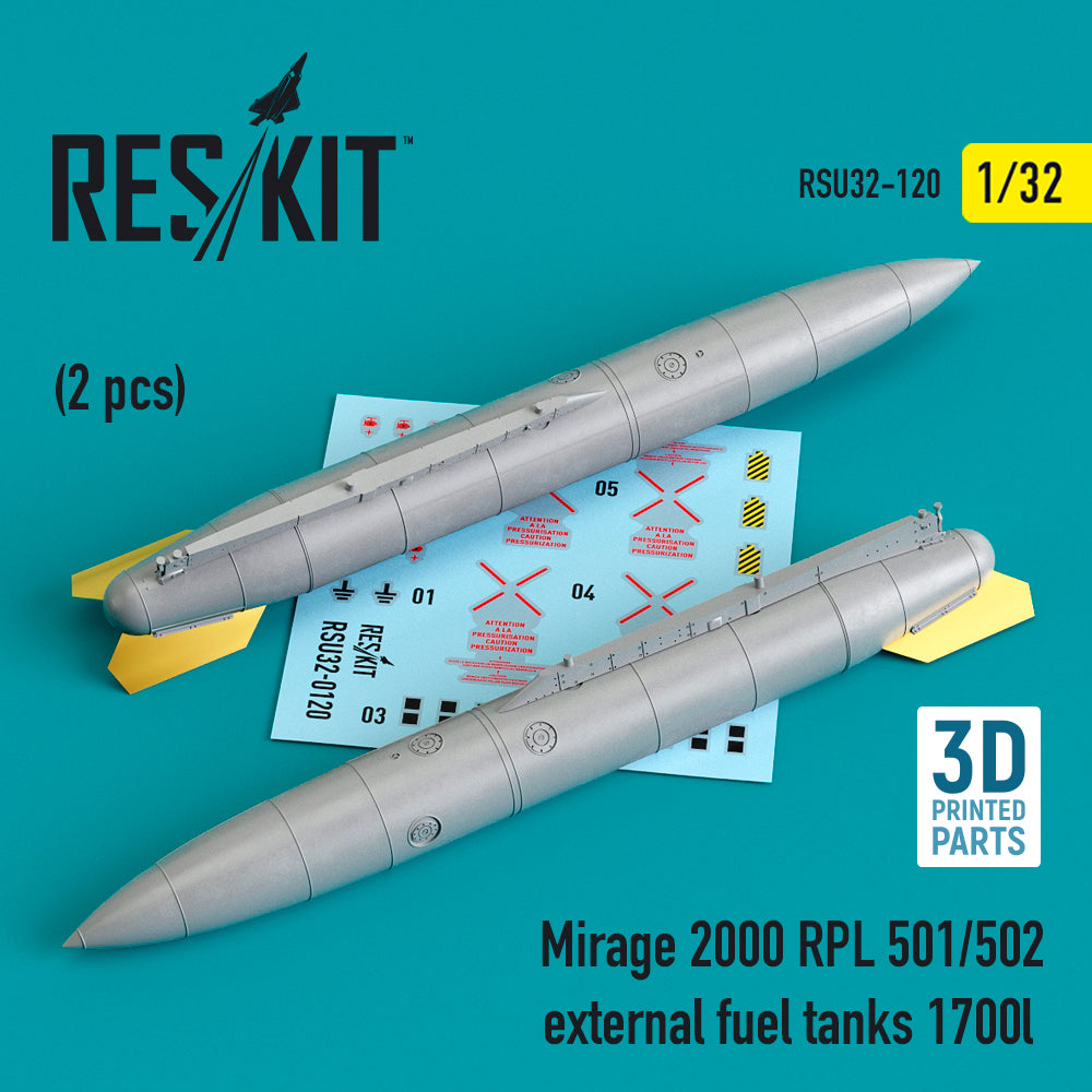 Dassault_Mirage 2000 RPL 501/502 external fuel tanks 1700lt (2 pcs) 3D-Printed)