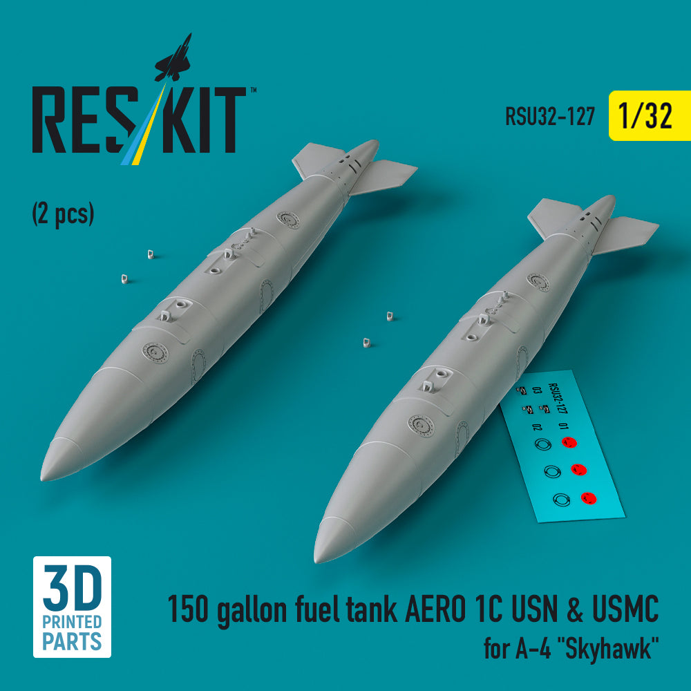 150 gallon fuel tank AERO 1C USN & USMC for Douglas A-4 Skyhawk (2 pcs) (3D-Printed)