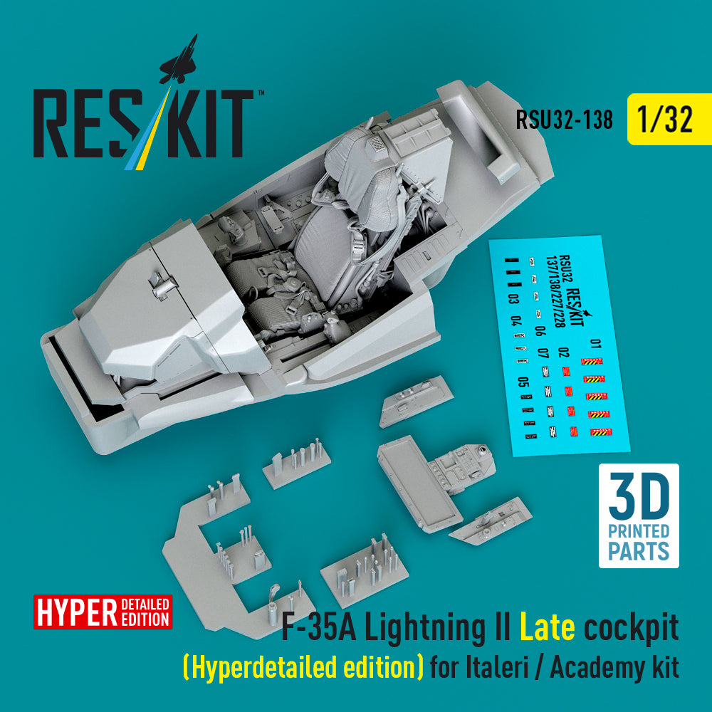 Lockheed-Martin F-35A Lightning II Late cockpit (Hyperdetailed edition) (designed to be used with Academy and Italeri kits) (3D-Printed)