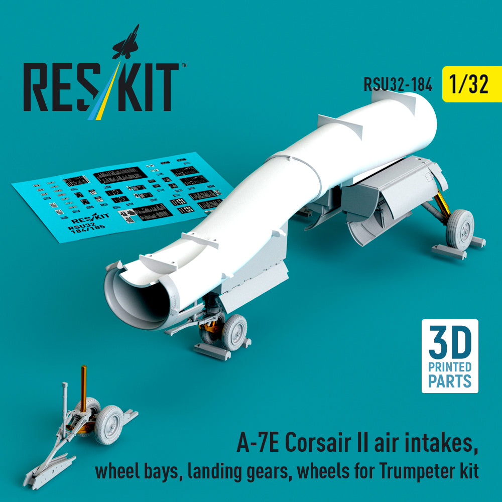 LTV A-7E Corsair II air intakes, wheel bays, landing gears, wheels (designed to be used with Trumpeter kits) (3D-Printed)