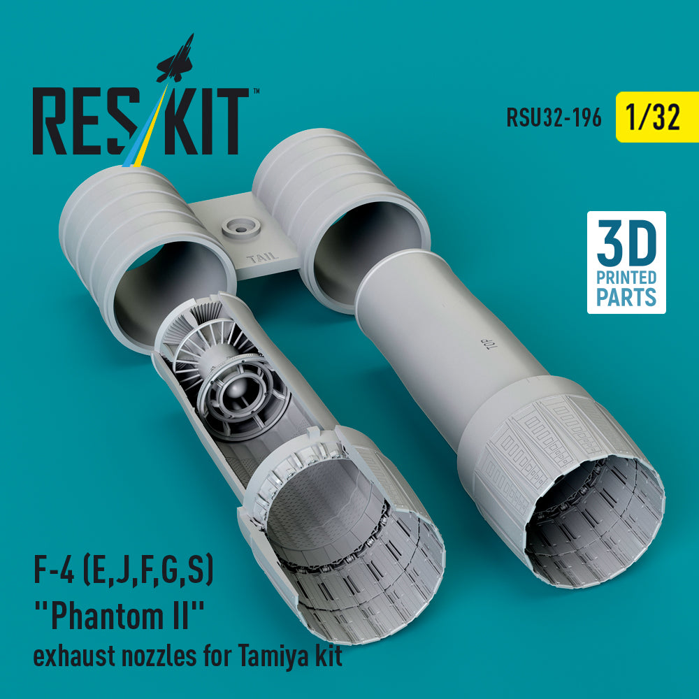 McDonnell F-4E, F-4J, F-4F, F-4G, F-4S Phantom II exhaust nozzles (designed to be used with Tamiya kits) (3D-Printed)