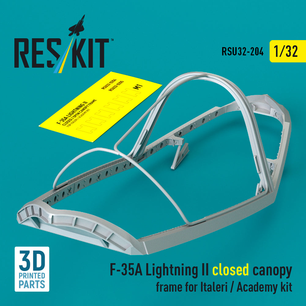 Lockheed-Martin F-35A Lightning II closed canopy frame (designed to be used with Academy and Italeri kits) (3D-Printed)
