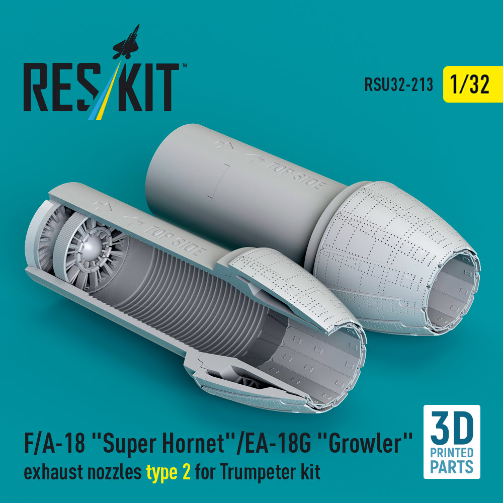 F/A-18 Super Hornet /EA-18G Growler exhaust nozzles type 2 (designed to be used with Trumpeter kits) (3D-Printed) (1/32)