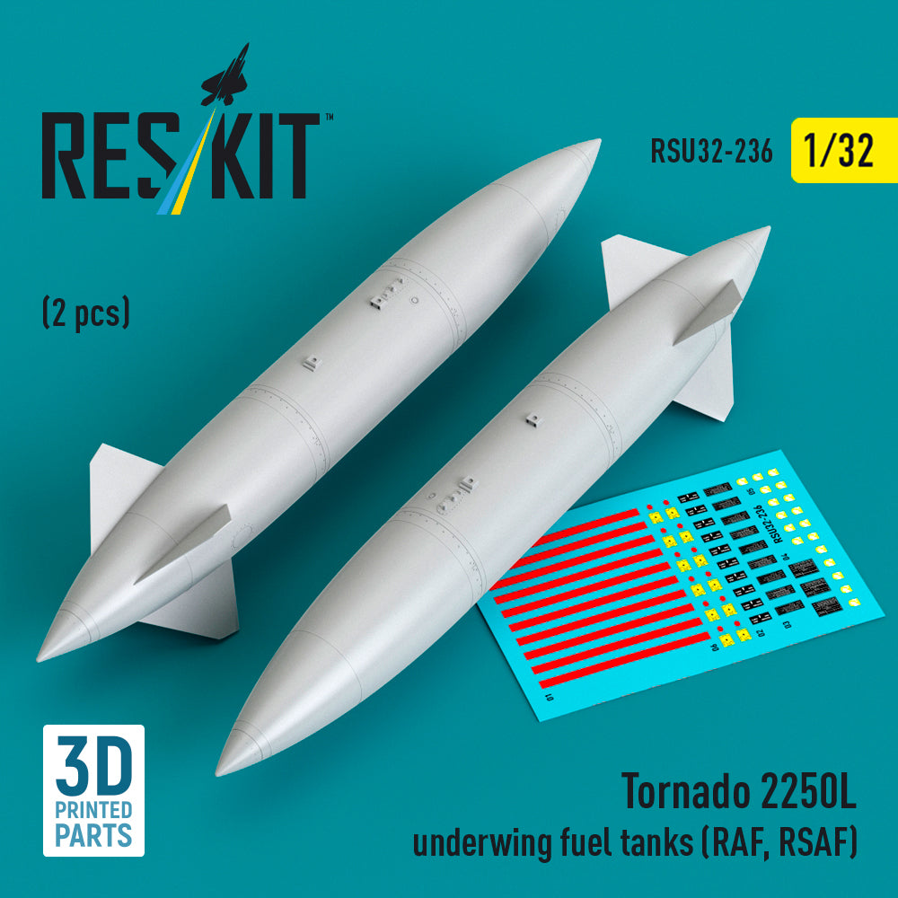Panavia Tornado 2250L underwing fuel tanks (RAF, RSAF) (2 pcs) (3D-Printed)