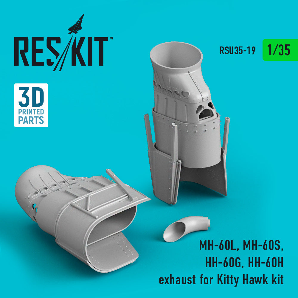 Sikorsky MH-60L, MH-60S, HH-60G, HH-60H exhaust(designed to be used with Kitty Hawk Models Models and Zimi Model kits) (3D-Printed)