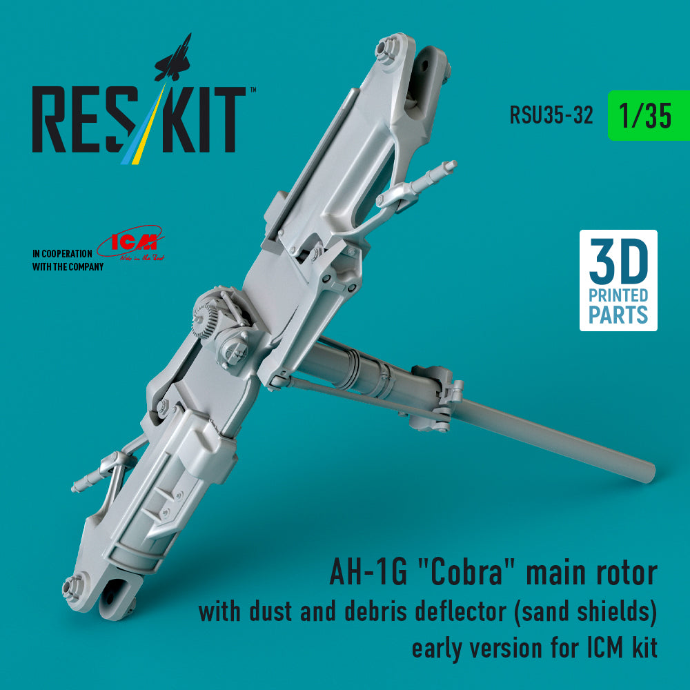 Bell AH-1G Cobra main rotor with dust and debris deflector (sand shields) early version (designed to be used with ICM UA UK kits) (3D-Printed)