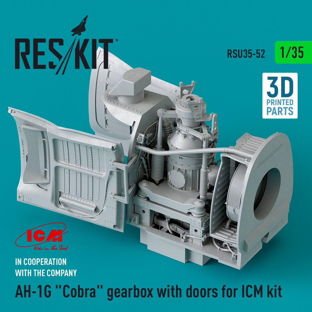 Bell AH-1G Cobra gearbox with doors (designed to be used with ICM UA UK kits) (3D-Printed)