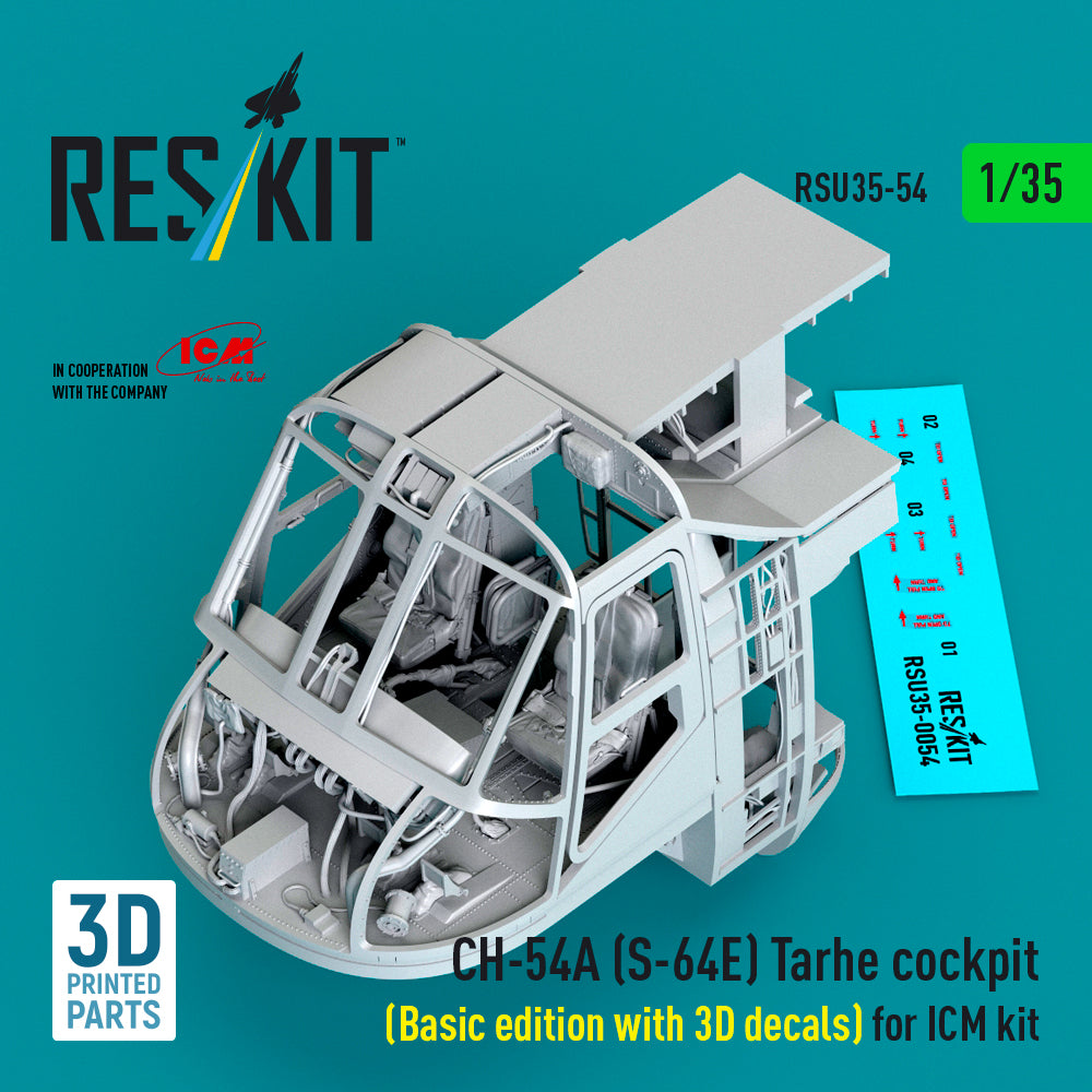 Sikorsky CH-54A (S-64E) Tarhe cockpit (Basic edition with 3D decals) (designed to be used with ICM UA UK kits) (3D Printed)