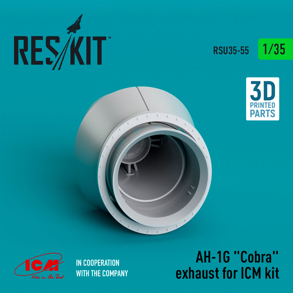 Bell AH-1G Cobra exhaust (3D-Printed) (designed to be used with ICM UA UK kits)