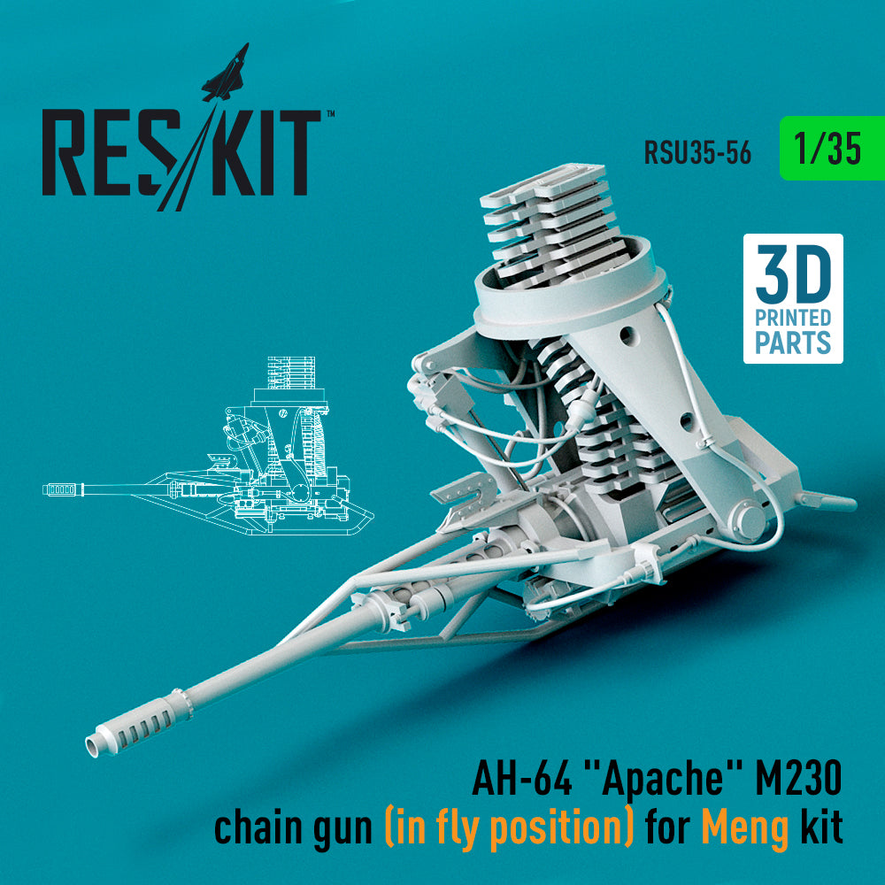 Bell/Boeing AH-64 Apache M230 chain gun (in fly position) (designed to be used with Meng Model kits) (3D-Printed)