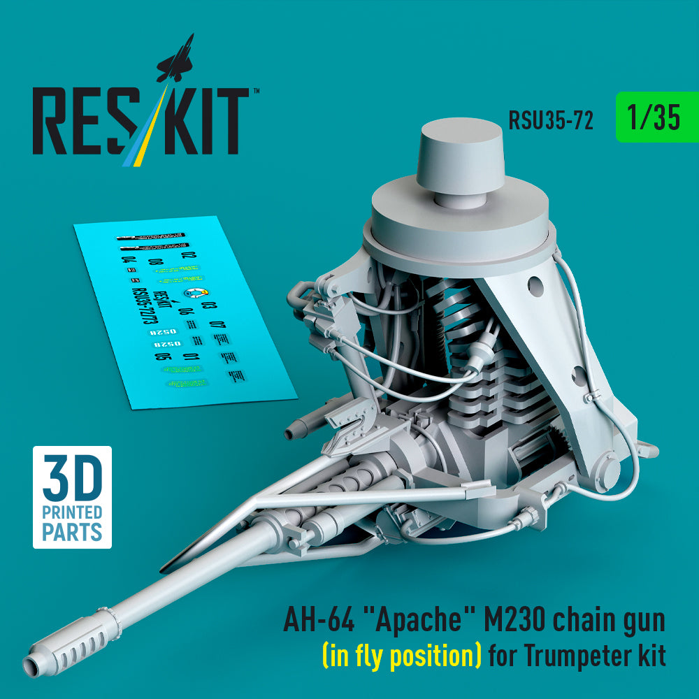 Bell/Boeing AH-64 Apache M230 chain gun (in fly position) (designed to be used with Trumpeters kits) (3D-Printed)