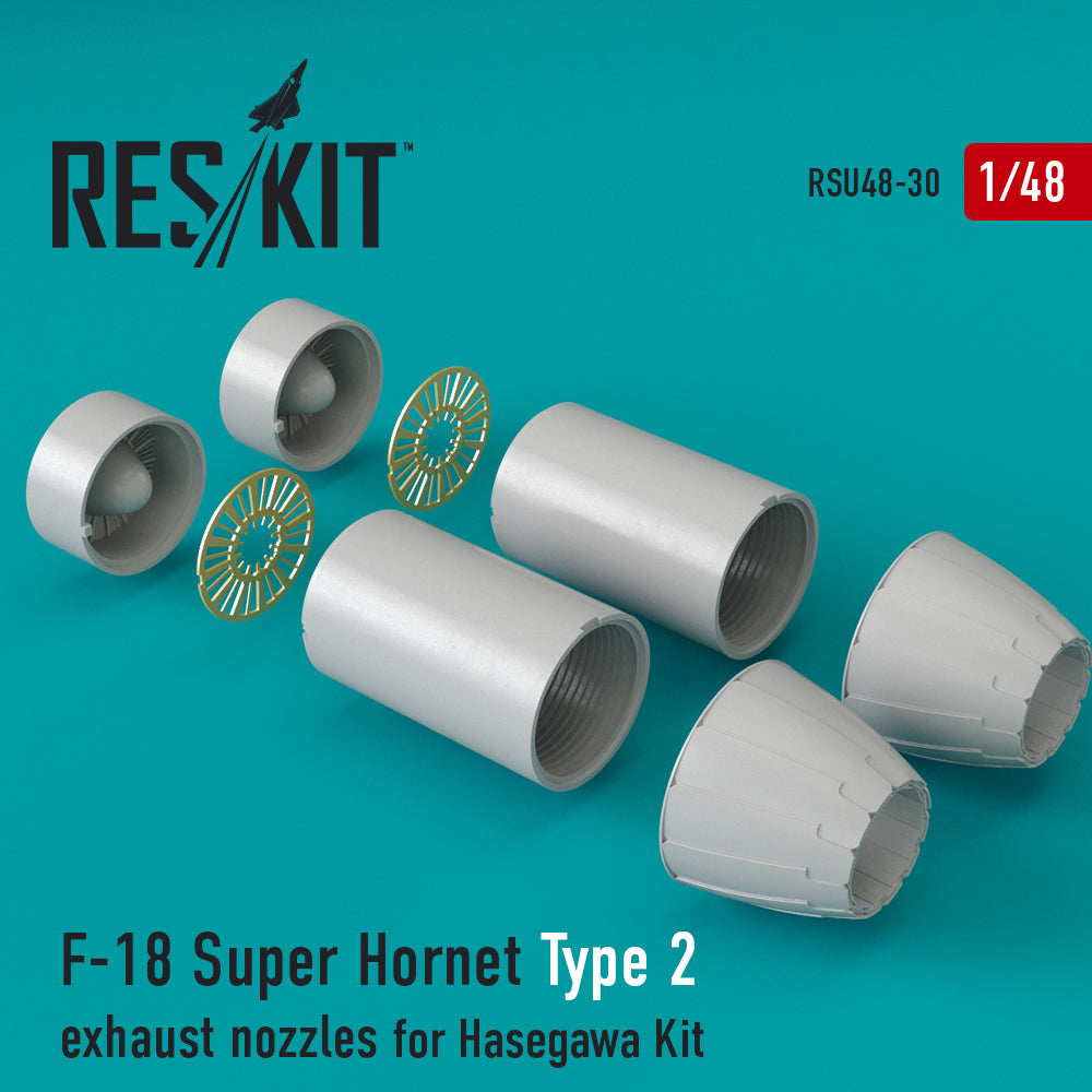 Boeing F/A-18E F/A-18F Super Hornet Type 2 exhaust nozzles (designed to be used with Hasegawa kits)(Reskit sold out March 2025)