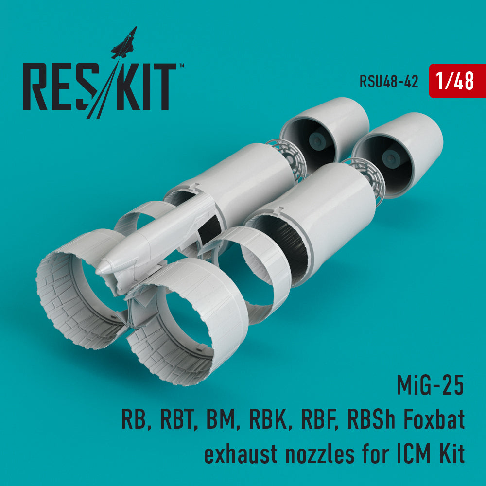 Mikoyan MiG-25R/MiG-25RBT/MiG-25BM/MiG-25RBK/MiG-25RBF/MiG-25RBSh Foxbat exhaust nozzles (designed to be used with ICM UA UK kits)(Reskit sold out July 2025)