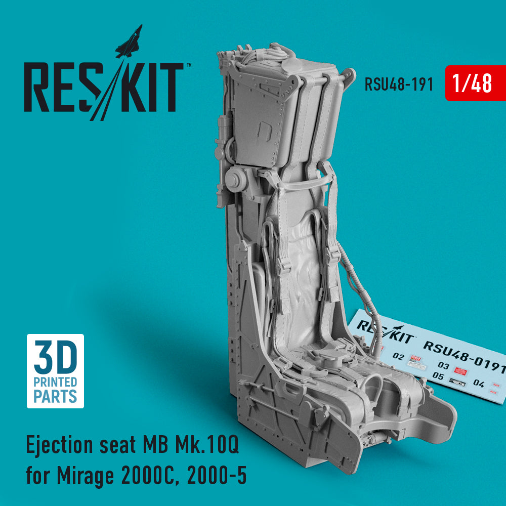 Ejection seat MB Mk.10Q for Dassault_Mirage 2000C/2000-5 (3D-Printed) (designed to be used with Eduard kits, Italeri, Kinetic Model Kits and Revell kits)