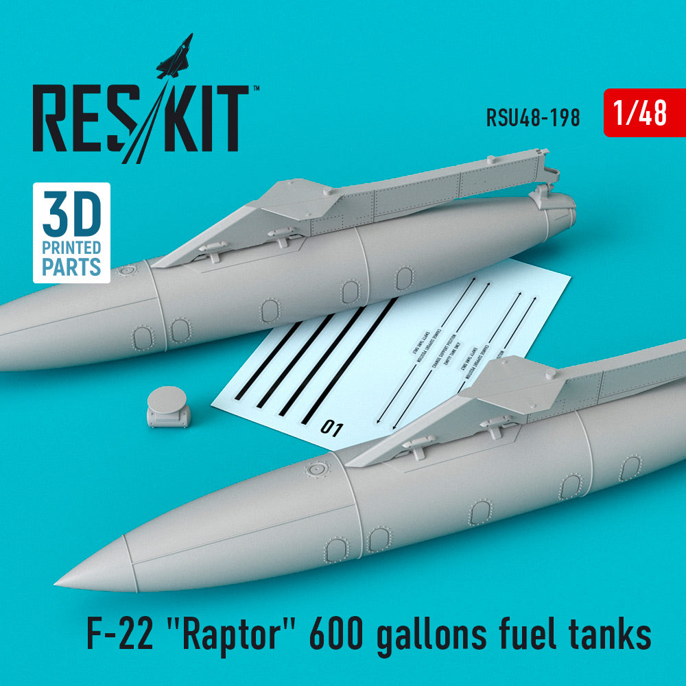 Lockheed-Martin F-22 Raptor 600 gallons fuel tanks (designed to be used with Academy, Hasegawa and Italeri kits)