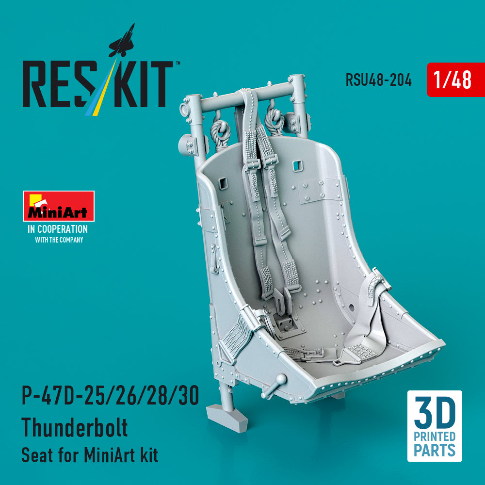 Republic P-47D-25/26/28/30 Thunderbolt Seat (designed to be used with MiniArt kits) (3D Printed)