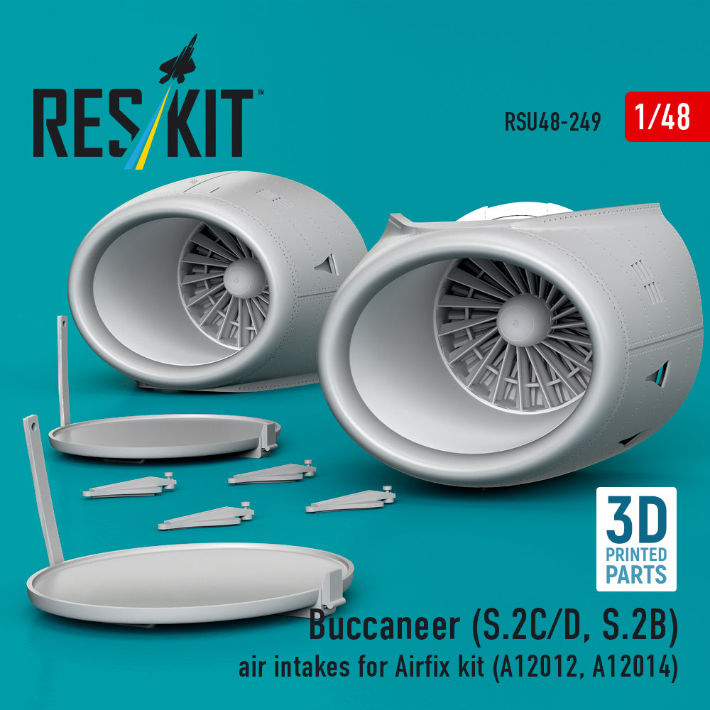 Blackburn Buccaneer S.2C/D, S.2B air intakes (designed to be used with Airfix kits) (AX12012, AX12014) (3D-Printed) (1/48)