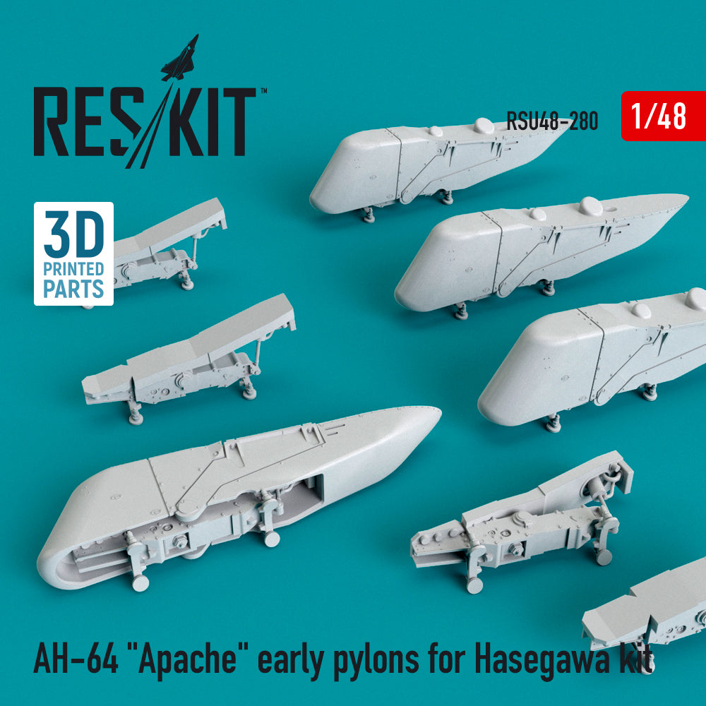Bell/Boeing AH-64 Apache early pylons (designed to be used with Hasegawa kits) (3D-Printed)