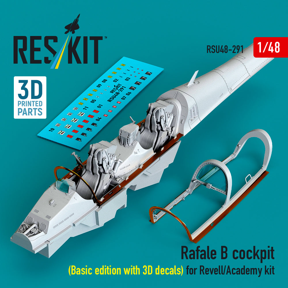 Dassault Rafale B cockpit (Basic edition with 3D-decals) (designed to be used with Academy and Revell kits) (3D-Printed) (1/48)