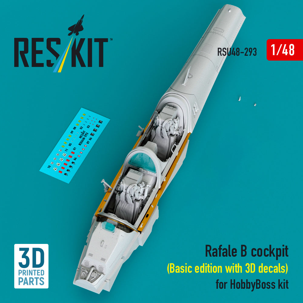 Dassault Rafale B cockpit (Basic edition with 3D decals) (designed to be used with Hobby Boss kits) (3D Printed)