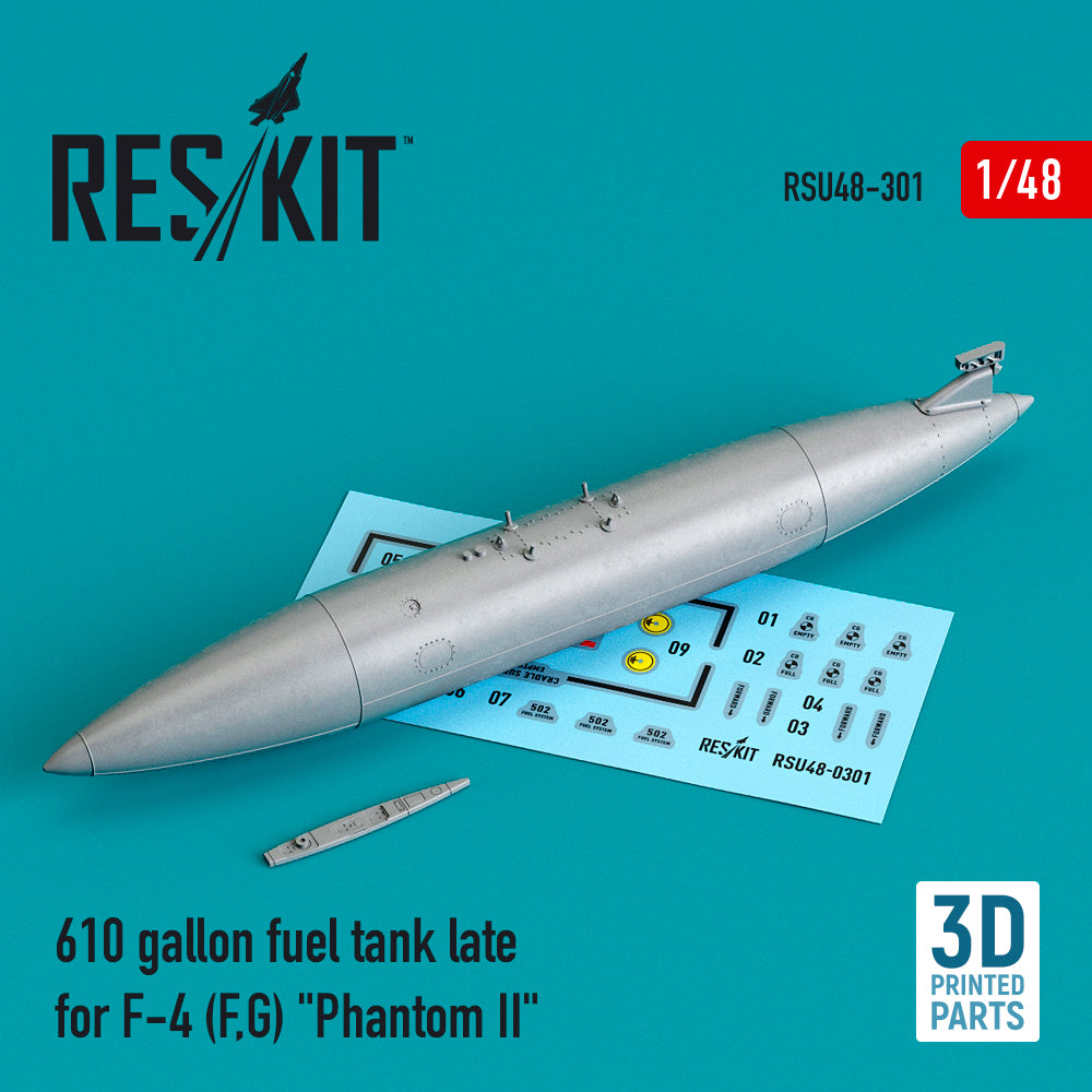 610 gallon fuel tank late McDonnell F-4F, F-4G Phantom II 3D-Printed