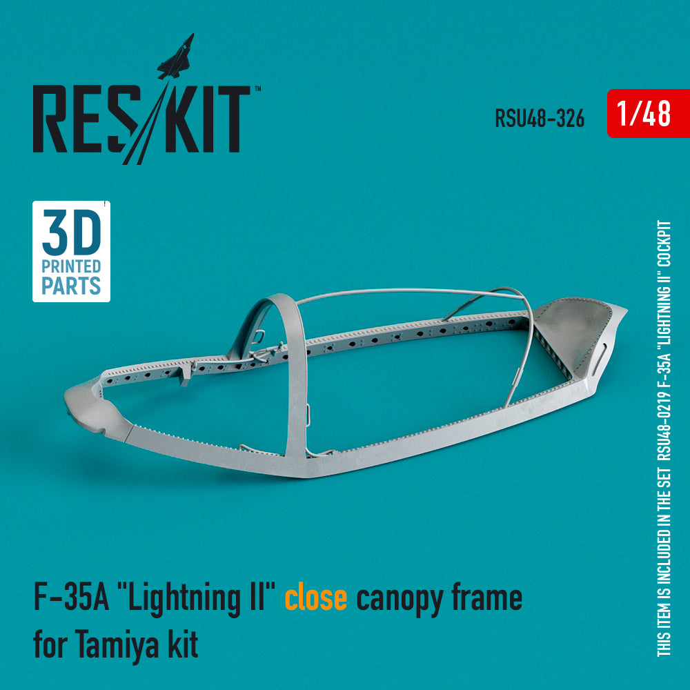 Lockheed-Martin F-35A Lightning II close canopy frame (designed to be used with Tamiya kits) 3D-Printed