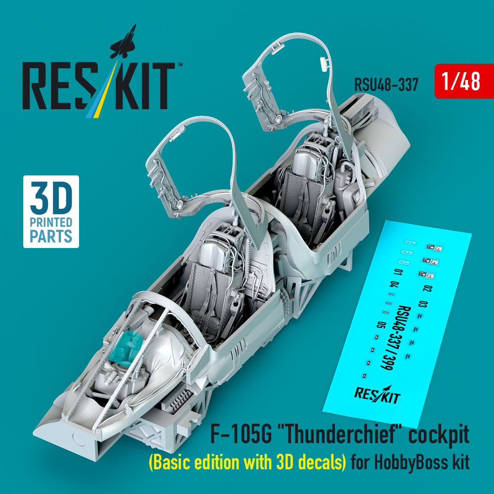 Republic F-105G Thunderchief cockpit (Basic edition with 3D-decals) (designed to be used with Hobby Boss kits) (3D-Printed)