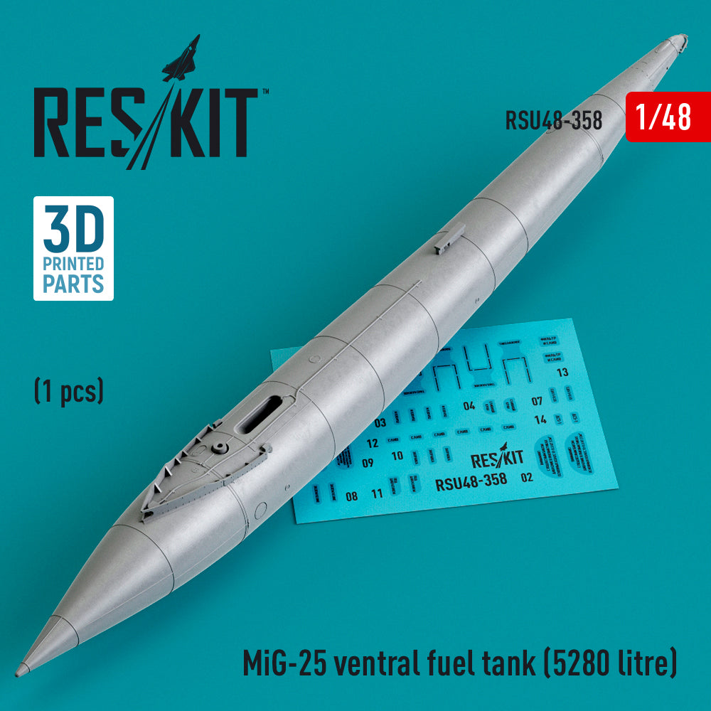 Mikoyan MiG-25 ventral fuel tank (5280 litre) (3D-Printed) (designed to be used with ICM UA UK kits)