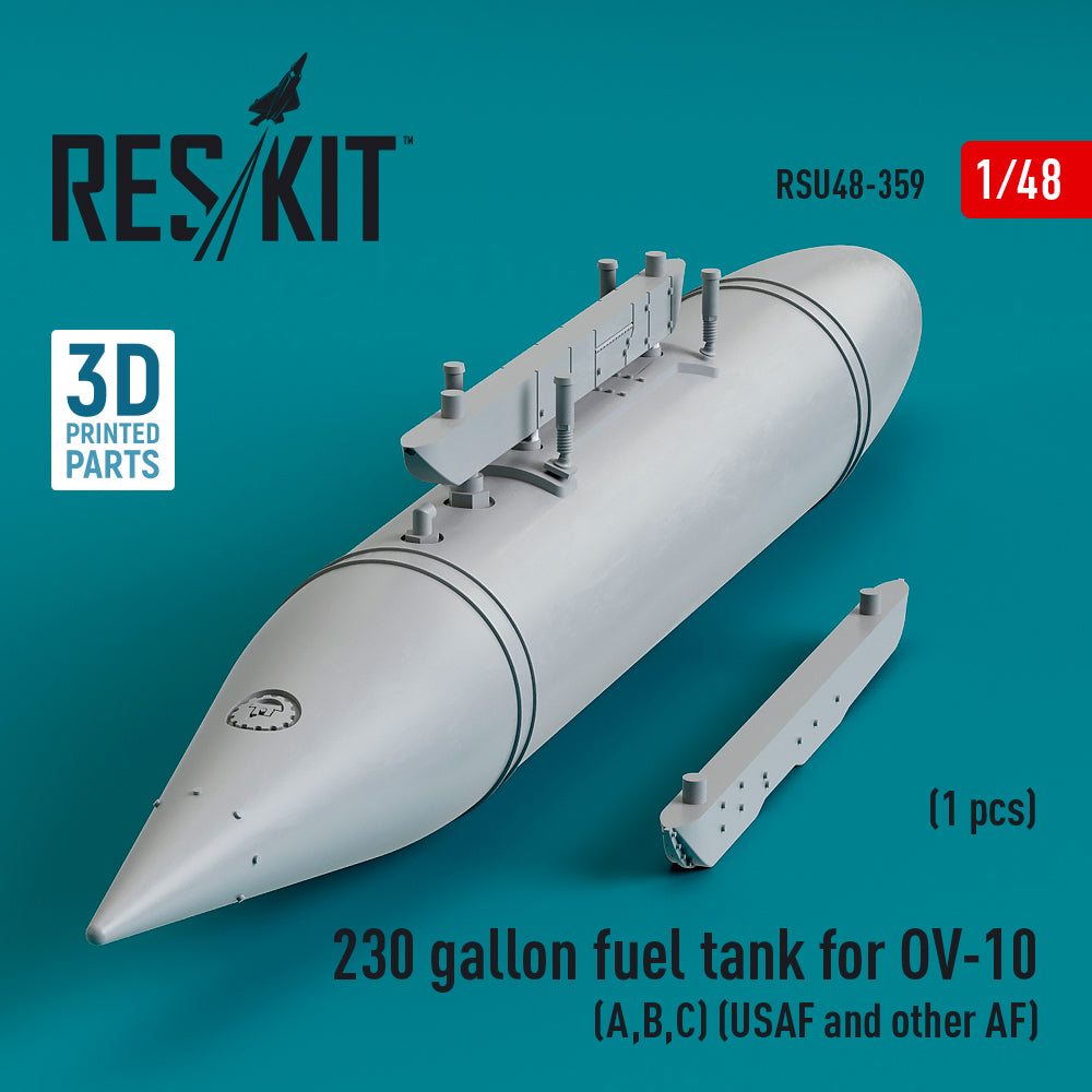 230 gallon centerline fuel tank for North-American/Rockwell OV-10A, OV-10B, OV-10C Bronco (USAF and other AF) (1 pcs) (3D-Printed) (designed to be used with ICM UA UK kits)