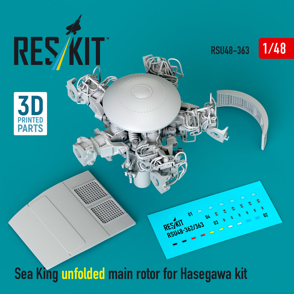 Sikorsky SH-3H Sea King UN-folded main rotor (designed to be used with Hasegawa and Revell kits) 3D-Printed